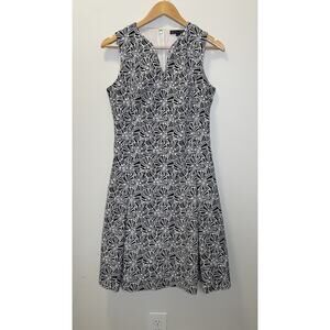 Brooks Brothers Sleeveless Floral Fit Flare Dress Career Nautical Navy Women's 6